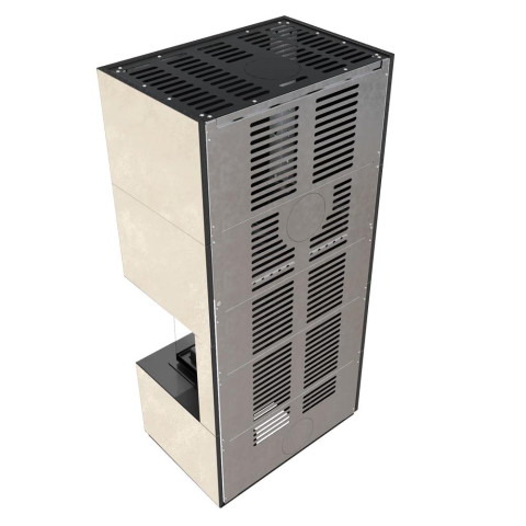 Камін Kratki FLOKI BOX правий 8 kW Ø 160 в обудові з керамограніту OXIDE BIANCO