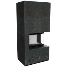 Камін Kratki FLOKI BOX правий 8 kW Ø 160 в обудові з керамограніту OXIDE NERO