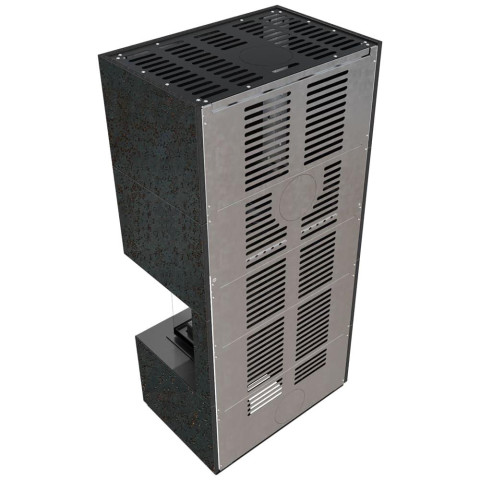 Камін Kratki FLOKI BOX правий 8 kW Ø 160 в обудові з керамограніту OXIDE NERO