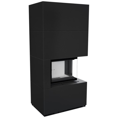 Камін Kratki FLOKI BOX правий 8 kW Ø 160 в обудові модульній ZIMBABWE NERO