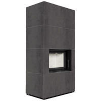 Камін Kratki FLOKI BOX 8 kW Ø 160 в обудові з керамограніту ATURALI PIETRA DI SAVOIA ANTRANCITE BOCCIARDATA