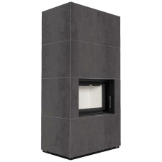 Камін Kratki FLOKI BOX 8 kW Ø 160 в обудові з керамограніту ATURALI PIETRA DI SAVOIA ANTRANCITE BOCCIARDATA