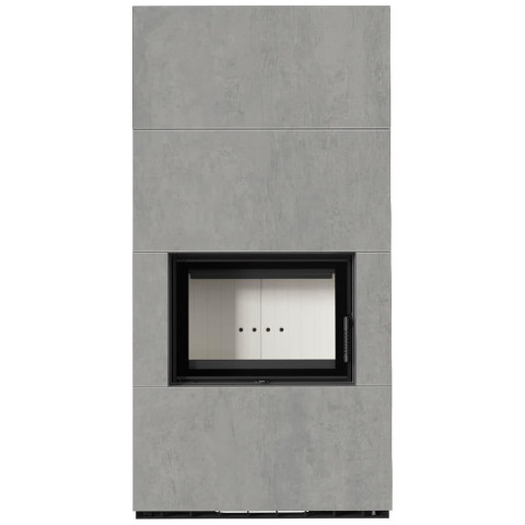 Камін Kratki FLOKI BOX 8 kW Ø 160 в обудові з керамограніту CEMENTO GRIGIO BOCCIARDATA