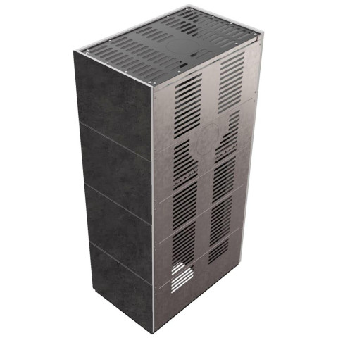 Камін Kratki FLOKI BOX 8 kW Ø 160 в обудові з керамограніту FOKOS GRAFITE