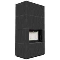 Камін Kratki FLOKI BOX 8 kW Ø 160 в обудові з керамограніту NATURALI ARDESIA NERO A SPACCO