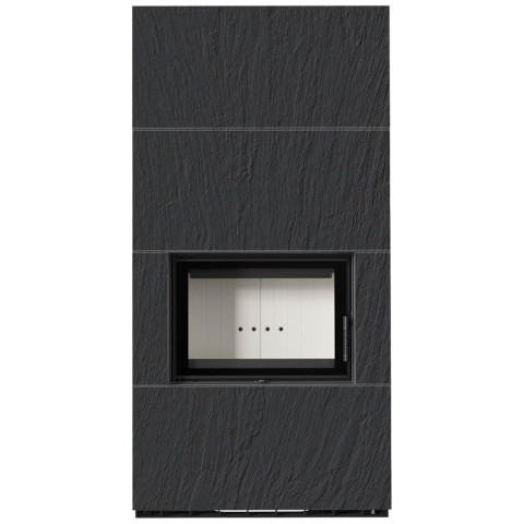 Камін Kratki FLOKI BOX 8 kW Ø 160 в обудові з керамограніту NATURALI ARDESIA NERO A SPACCO
