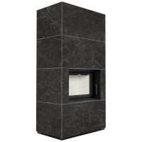 Камін Kratki FLOKI BOX 8 kW Ø 160 в обудові з керамограніту NATURALI NERO GRECO