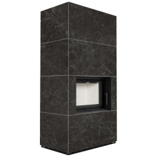 Камін Kratki FLOKI BOX 8 kW Ø 160 в обудові з керамограніту NATURALI NERO GRECO