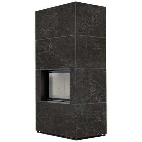 Камін Kratki FLOKI BOX 8 kW Ø 160 в обудові з керамограніту NATURALI NERO GRECO