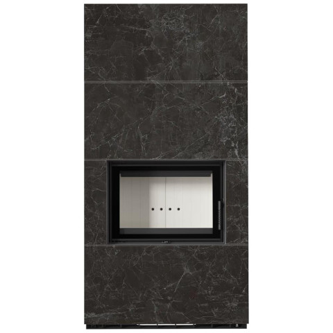 Камін Kratki FLOKI BOX 8 kW Ø 160 в обудові з керамограніту NATURALI NERO GRECO