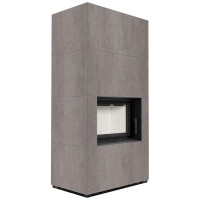 Камін Kratki FLOKI BOX 8 kW Ø 160 в обудові з керамограніту NATURALI PIETRA DI SAVOIA GRIGIA BOCCIARDATA