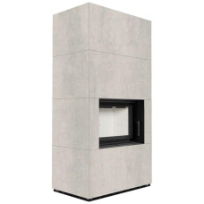 Камін Kratki FLOKI BOX 8 kW Ø 160 в обудові з керамограніту NATURALI PIETRA DI SAVOIA PERLA BOCCIARDATA