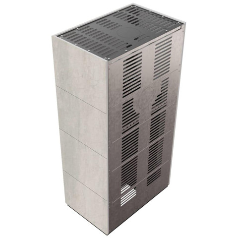 Камін Kratki FLOKI BOX 8 kW Ø 160 в обудові з керамограніту NATURALI PIETRA DI SAVOIA PERLA BOCCIARDATA