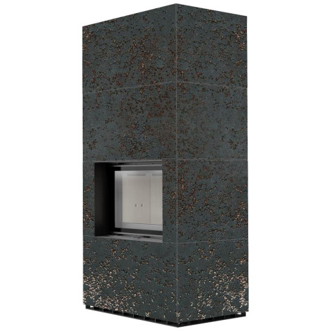 Камін Kratki FLOKI BOX 8 kW Ø 160 в обудові з керамограніту OXIDE NERO