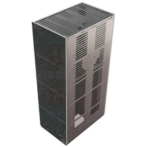 Камін Kratki FLOKI BOX 8 kW Ø 160 в обудові з керамограніту OXIDE NERO