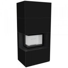 Камін Kratki FLOKI BOX лівий 8 kW Ø 160 в обудові з керамограніту NERO ASSOLUTO