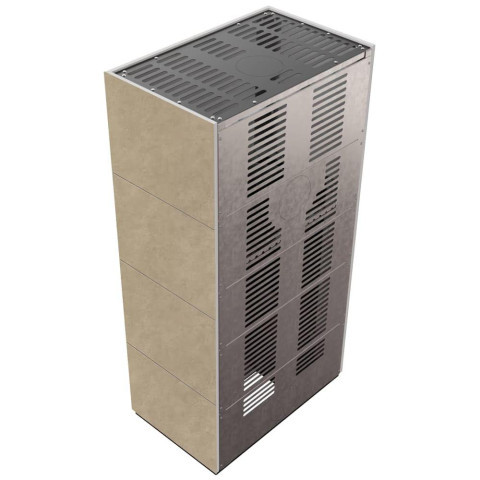 Камін Kratki FLOKI BOX 8 kW Ø 160 в обудові з керамограніту FOKOS RENA