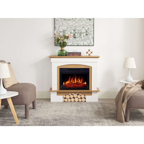 Камінокомплект ArtiFlame Woodley AF23S білий / дуб натуральний