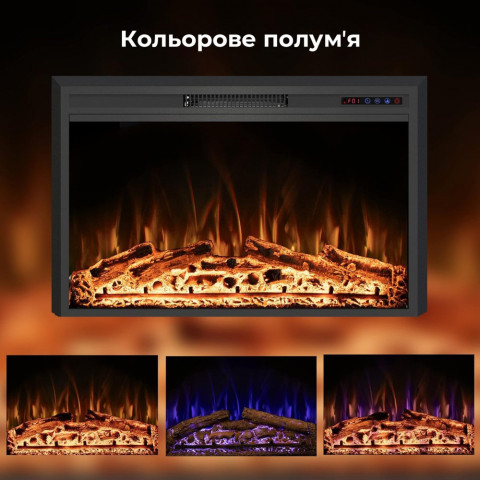 Електоркамін з обігірвом та ефектом полум'я декоративний Royal Goodfire Lite 33 чорний вбудований