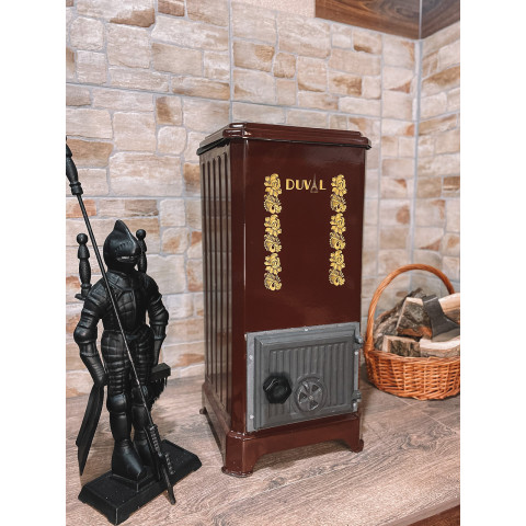Турецька турбо піч на дровах та вугіллі до 60 м² чавунна Duval EM-310 6 кВт (33х74х42 см)