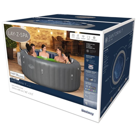 Надувний СПА-джакузі Bestway Santorini 6001T круглий 216x80 см 7-місний гідро та аеромасаж Wi-Fi