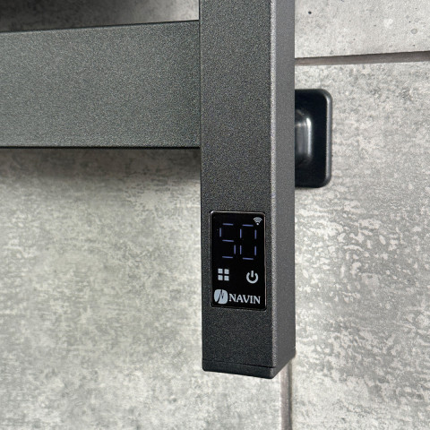 Електрична рушникосушка NAVIN Largo 1100х500 Sensor з Wi-Fi, широка лівобічна, чорний муар