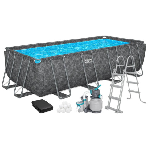 Каркасний басейн Bestway 549x274x132 см прямокутний з пісочним фільтром, драбина, тент, наповнювач для фільтру 16,4 м³ (561KA)