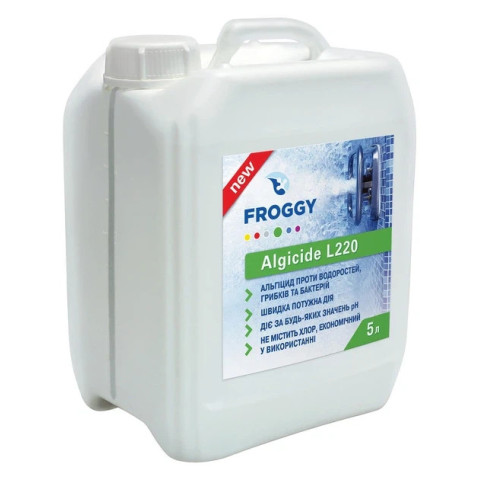 Рідкий альгіцид Froggy Algicide L220, 5 л. Засіб проти водоростей у басейні. Не містить хлору