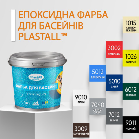Фарба для басейну епоксидна двокомпонентна 1кг Plastall™ Світло-сірий plastall