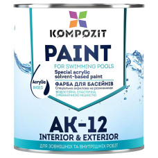 Акрилова фарба для басейну Kompozit АК-12, матова 0.9 кг, блакитна