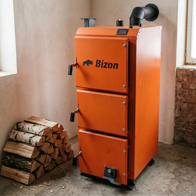 Котел Bizon KVATRO 15 кВт с регулятором тяги Regulus RT4