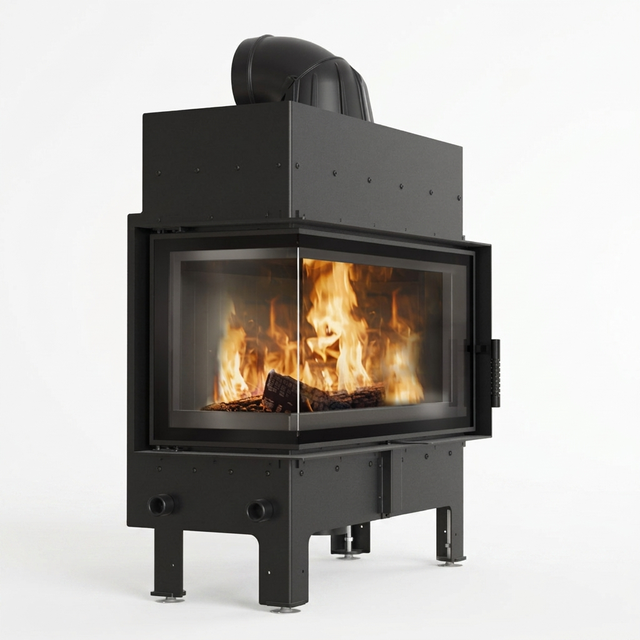 Каминная топка Kratki FLOKI L левая с чёрной облицовкой TERMOTEC