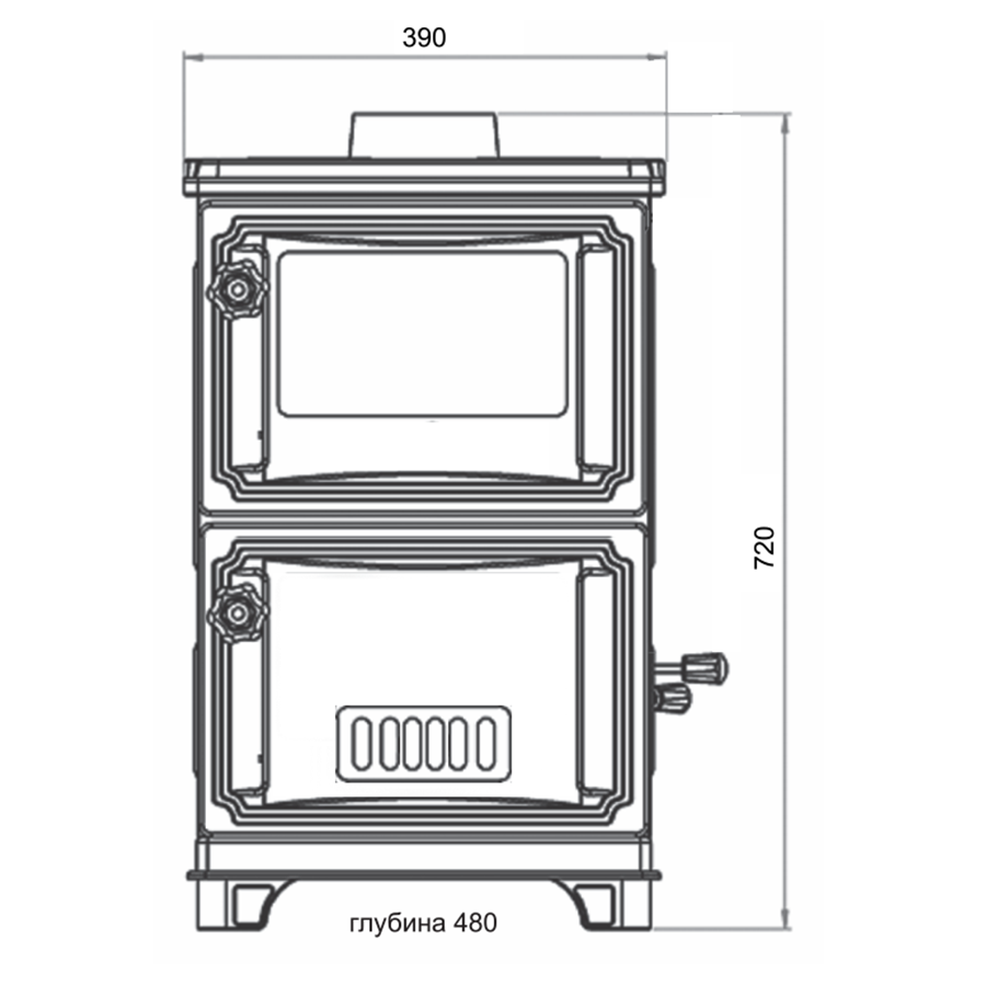 Дровяная печь (буржуйка) размеры - 48x72x39см Duval EM-203F