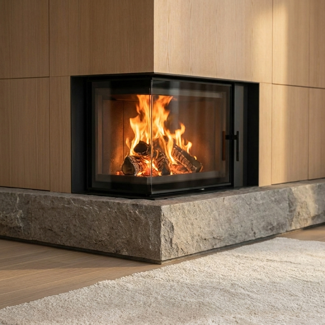 Каминная топка Kratki FLOKI S левая с чёрной облицовкой TERMOTEC