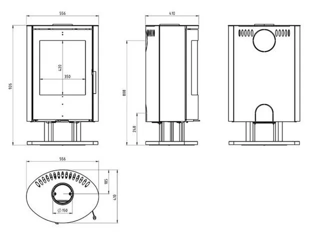 Розміри Ember Stove E16 Serpentino