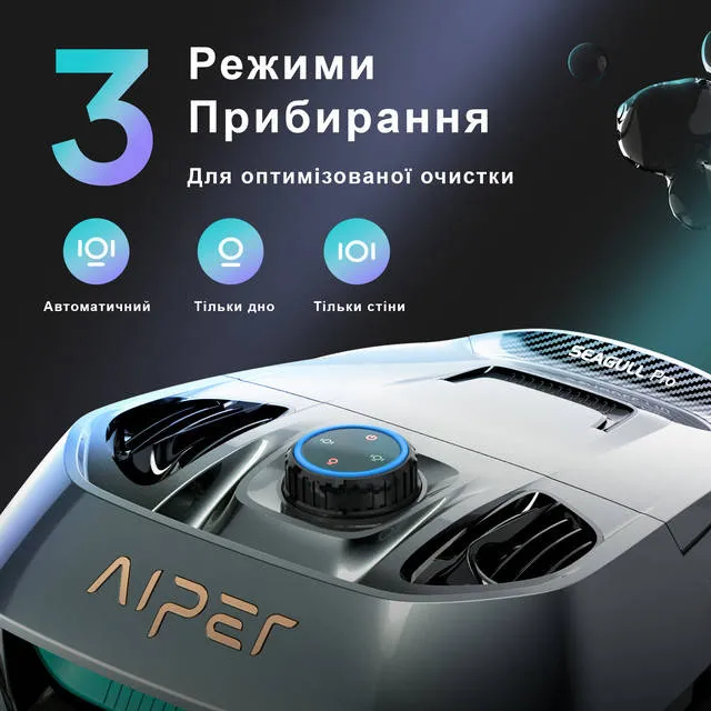 3 режима уборки: пол, стены, ватерлиния
